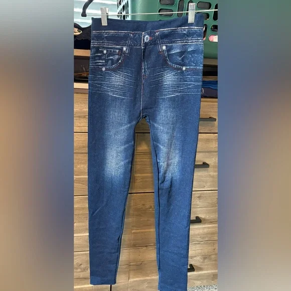 Navy blue jean like leggings - Picture 5 of 7